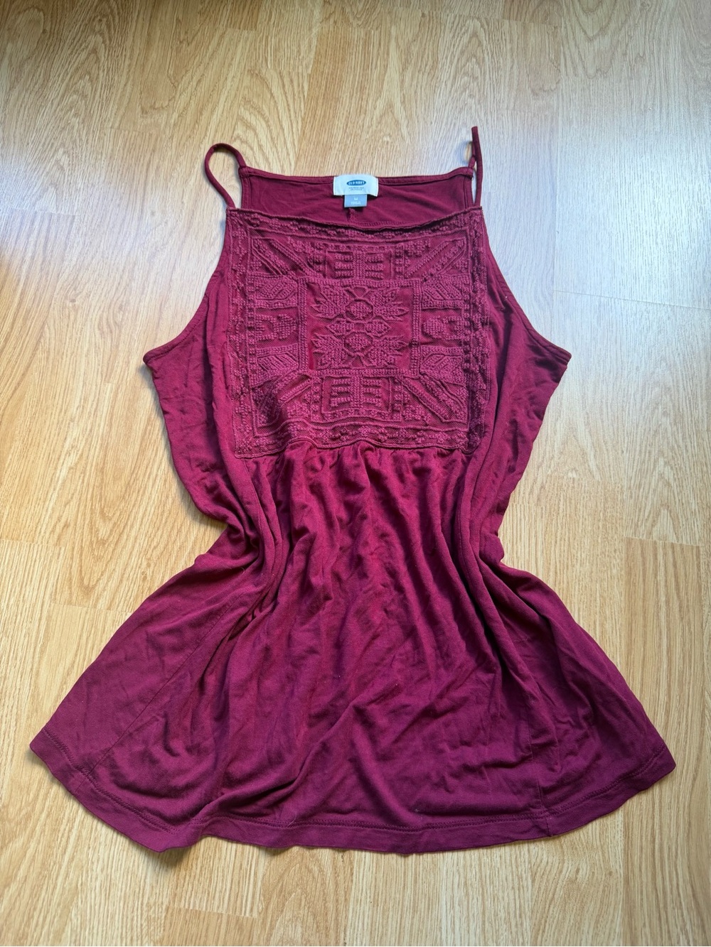 Old Navy Burgundy Crochet-Front Tank Top